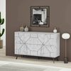 Dmora Kommode Brunale, Wohnzimmerbuffet, Wohnzimmer-Sideboard, Moderne Küchen-Speisekammer, 123x35h62 cm, Weißer Marmor Bild 2