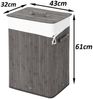 Wäschekorb HWC-C21, Laundry Wäschebox Wäschesammler Wäschebehälter Wäschetonne, Bambus 61x43x32cm 70l ~ weiß Bild 3
