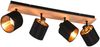 Deckenstrahler TOMMY 4-flammig Holz, Stoffschirme Schwarz Gold, Breite 70cm Bild 2