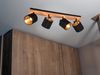 Deckenstrahler TOMMY 4-flammig Holz, Stoffschirme Schwarz Gold, Breite 70cm Bild 3