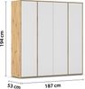 rauch Kleiderschrank Nabila, Drehtürenschrank, Garderobenschrank, 4-türig, mit 1 Kleiderstange und 5 Einlegeböden, Farbe Weiß/Eiche Artisan, Holz, mit Push-to-Open Funktion, 187x194x53cm Bild 4