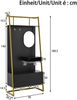 Kommode kompakt mit Spiegel und Schuhfach, 2 Türen, offenes Regal, schwarz, MDF & Metallrahmen, 78 x 38.5 x 180.5 cm Bild 3