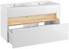 Badezimmer Set mit Doppel-Becken inkl. LED-Spiegel BERMUDA-56 in Weiß-Hochglanz B/H/T: 185/200/45cm Bild 2