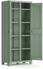 Dmora Gartenschrank Quesnel, Gartenmöbel, Mehrzweck-Gartenschrank, Container für Balkon oder Garage, Made in Italy, 80x44 h182 cm, Grau und Grün Bild 4