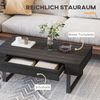 Couchtisch minimalistisch Holzmaserung Metall schwarz mit Schublade Beistelltisch Wohnzimmer Bild 3