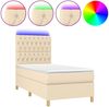 Boxspringbett mit Matratze & LED Stoff Creme 90x190 cm Bild 2