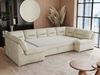 Ecksofa, Sofa big XXL, Wellenfedern, Wohnlandschaft XXL, mit Schlaffunktion - COMODO U - Beige Velours - Topper T25 Bild 3