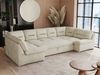 Ecksofa, Sofa big XXL, Wellenfedern, Wohnlandschaft XXL, mit Schlaffunktion - COMODO U - Beige Velours - Topper T25 Bild 2