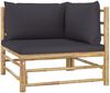 vidaXL 2-tlg. Garten-Lounge-Set mit Dunkelgrauen Kissen Bambus 3058202 Bild 3