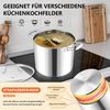 Kochtopf 7,6L Edelstahl Suppentopf Glasdeckel für Herd Induktion Bild 5