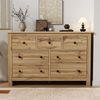 Sideboard Landhausstil Holzfarbe mit 7 geräuschlosen Schubladen, verstellbarer Mittelfuß, Kippsicherung, Stauraum Bild 2
