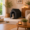 belviona Hundeliege mit Dach, erhöhtes Hundebett für Garten, Terrasse und Balkon, wasserabweisend & belastbar bis 40 kg, 90 x 65 x 85 cm, schwarz Bild 2