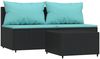 vidaXL 3-tlg. Garten-Lounge-Set mit Kissen Schwarz Poly Rattan 319803 Bild 2