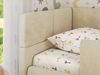 Jugendbett, Kinderbett mit Kopfteil ARVO ALTA 90x200 cm, Polsterbett mit Stauraum, hoher Schlafkomfort - Beige Velvet - Links - ELORI LUX Bild 5