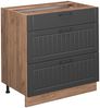 Küchenunterschrank Fame-Line Dunkelgrau 80 cm mit 3 Schubladen, AP Eiche Vicco Bild 1
