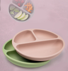 ABC Baby-Silikongeschirr-Set, bestehend aus lebensmittelechtem Silikon-Schüssel mit Saugnapf, Trennteller, Gabel Bild 3