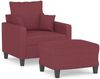 vidaXL Sessel mit Hocker Weinrot 60 cm Stoff 3201087 Bild 2