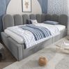 Tagesbett 90x190 cm mit hydraulischem Stauraum – gepolstertes Schlafsofa aus Samt in Grau Bild 3