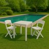 Dmora Outdoor Lounge Set Sanzeno, Outdoor oder Indoor Lounge Set, Quadratischer Tisch mit 2 Klappstühlen, Made in Italy, Weiß Bild 2