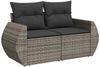 vidaXL 7-tlg. Garten-Sofagarnitur mit Kissen Grau Poly Rattan 3221399 Bild 3