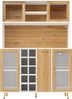 Flieks Küchenbuffet mit Steckdose, LED-Beleuchtung, Glasschiebetüren und Weinregal (Buffetschrank in Holzoptik mit Glasschiebetüren und Drahtgitter-Türen, 1-St, B120/T40/H170 cm) Hochschrank Küchenschrank Geschirrschrank mit verstellbarer Ablagen Bild 4