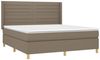 vidaXL Boxspringbett mit Matratze und LED-Beleuchtung, Stoff taupe, 180x200 cm Bild 3