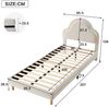 Novelux Polsterbett 90x200 Kinderbett mit LED und Wolkenkopfteil – Samt Beige, Einzelbett mit Holzlattenrost, Außenmaß 207 x 95,5 x 108 cm Bild 2