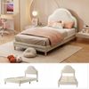 Novelux Polsterbett 90x200 Kinderbett mit LED und Wolkenkopfteil – Samt Beige, Einzelbett mit Holzlattenrost, Außenmaß 207 x 95,5 x 108 cm Bild 4
