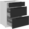 Küchen Unterschrank 60 cm Küche ARIA Schwarz ultra matt + Weiss matt, hochwertige Fronten mit Anti Fingerprint Beschichtung, Soft-Close Küchenzeile Küchenblock Bild 3