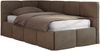 Jugendbett 90x200 ARVO Polsterbett mit Bettkasten, Stauraum & Gasdruckfeder, Modernes Design mit Kopfteil - Braun Velvet - Links Seite Bild 5