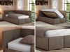 Jugendbett 90x200 ARVO Polsterbett mit Bettkasten, Stauraum & Gasdruckfeder, Modernes Design mit Kopfteil - Braun Velvet - Links Seite Bild 2