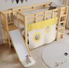 Bett 90x200 cm Etagenbett mit Rutsche und Treppe – Naturholz mit Bettvorhang, kindersicher Bild 4