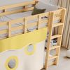 Bett 90x200 cm Etagenbett mit Rutsche und Treppe – Naturholz mit Bettvorhang, kindersicher Bild 5