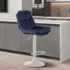 Barhocker MITUN - Samt Blau 46x54x94 cm Weiß | Barstuhl Höhenverstellbar Mit Lehne Drehbar Tresenhocker Tresenstuhl Kneipenhocker Kneipenstuhl Bild 2