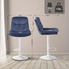 Barhocker MITUN - Samt Blau 46x54x94 cm Weiß | Barstuhl Höhenverstellbar Mit Lehne Drehbar Tresenhocker Tresenstuhl Kneipenhocker Kneipenstuhl Bild 3