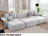 MEBLINI Schlafcouch mit Bettkasten - 350 x 160 x 78 cm - Hellgrau Cordstoff - NAPLES - Ecksofa mit Schlaffunktion - Sofa mit Relaxfunktion und Kopfstützen - Couch U-Form - Eckcouch - Wohnlandschaft Bild 4