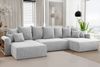 MEBLINI Schlafcouch mit Bettkasten - 350 x 160 x 78 cm - Hellgrau Cordstoff - NAPLES - Ecksofa mit Schlaffunktion - Sofa mit Relaxfunktion und Kopfstützen - Couch U-Form - Eckcouch - Wohnlandschaft Bild 2