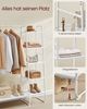 Vasagle Kleiderständer, Garderobenständer, 45 x 120 x 160 cm Garderobe, Kleiderstange, Schuhablage, offener Kleiderschrank, 6 Haken abnehmbar, Schlafzimmer Flur, wolkenweiß-mattweiß Bild 4