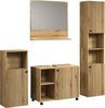 welltime Badmöbel-Set Amrum, (Komplett-Set, 4-St), Badezimmermöbel mit Rillenoptik - Waschbeckenunterschrank auf Rollen Bild 5