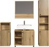 welltime Badmöbel-Set Amrum, (Komplett-Set, 4-St), Badezimmermöbel mit Rillenoptik - Waschbeckenunterschrank auf Rollen Bild 2