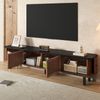 TV-Schrank 190 x 35 x 45 cm in Nussbaumoptik, mit Schiebetüren, Gitterfront und Eisenrahmen Bild 2