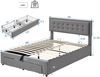 Merax Hydraulisches Polsterbett 140x200 Stauraumbett Doppelbett aus Samt mit Höhenverstellbares Kopfteil & 2 Schubladen & Lattenrost Grau Bild 2
