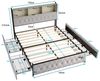 PXloue Polsterbett Metallbett Stauraumbett (Inklusive USB-Typ-C-Ladeanschluss), LED Doppelbett, mit Bettrahmen und 4 Schubladen, Samt, 140x200cm Bild 4