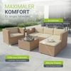 Juskys Polyrattan Lounge Punta Cana L creme inkl. Abdeckung – Gartenlounge für 4-5 Personen – Sitzgruppe mit Sessel, Sofa, Tisch & Hocker - Sitzbezüge sand Bild 5