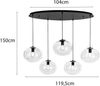 LED Pendelleuchte fünfflammig Kugel Glasschirme transparent Breite 119,5cm Bild 4