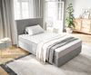 Boxspringbett Dream-Well 120x200 cm Cord Silbergrau mit Matratze und Topper Bild 4
