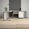 Dmora Schreibtisch Agerato, Mehrzweckschreibtisch, Bürotisch für PC, Eckschreibtisch, 230x200 h75 cm, Weiß und Grau Bild 2