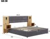 Polsterbett Liegefläche 180x200 cm Samt mit hydraulischem Bettkasten, LED-Lesebeleuchtung und USB-Anschlüssen, inkl. 2 Nachttische (Natural/Grey) Bild 5