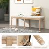 Vintage Eingangsbank mit Massiven Gummibaumholzbeinen Gepolsterte Bettbank Sitzbank Beige Bild 5