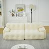 2-Sitzer Sofa mit Stoffbezug, breite Armlehnen & tiefe Sitzfläche, 224 x 104 x 66 cm, Beige Bild 3